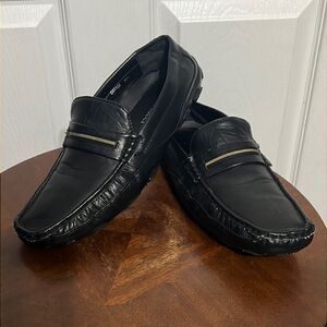 🔥 LUCIO RICCI Loafers Men's Size 10.5 Black  Slip-On Driving Loafers Shoes GUC